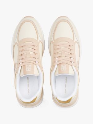 baskets en cuir à monogramme th plusieurs couleurs pour femmes tommy hilfiger