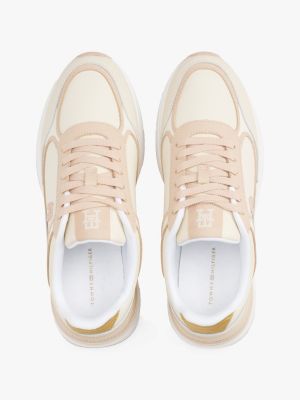 multi th monogram leather trainers for women tommy hilfiger