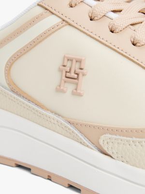 baskets en cuir à monogramme th plusieurs couleurs pour femmes tommy hilfiger
