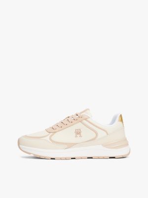 baskets en cuir à monogramme th plusieurs couleurs pour femmes tommy hilfiger