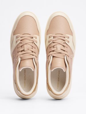multi color block-basketball-sneaker aus leder für damen - tommy hilfiger