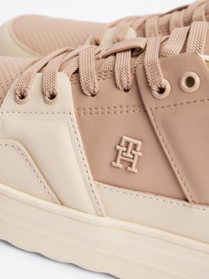 multi color block-basketball-sneaker aus leder für damen - tommy hilfiger