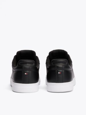 black leather flag court trainers for women tommy hilfiger