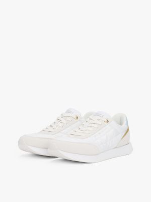 white contrast heel trainers for women tommy hilfiger