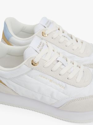 white contrast heel trainers for women tommy hilfiger