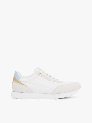 white sneaker mit kontrast-ferse für damen - tommy hilfiger