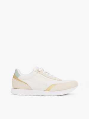 white sneaker met contrasterende hiel voor dames - tommy hilfiger