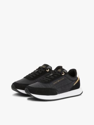 czarny buty sportowe essential z kontrastową wstawką dla kobiety - tommy hilfiger
