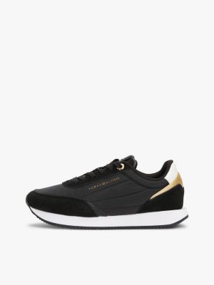 black mixed panel trainers for women tommy hilfiger