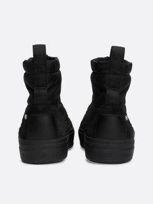 botas de nieve con cordón ajustable negro de mujeres tommy hilfiger