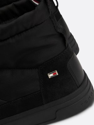 botas de nieve con cordón ajustable negro de mujeres tommy hilfiger