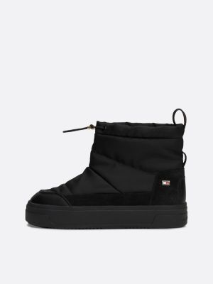 botas de nieve con cordón ajustable negro de mujeres tommy hilfiger