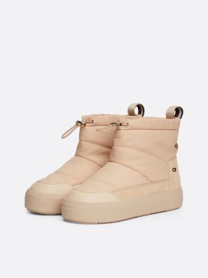 stivaletti da neve con tiralacci beige da donne tommy hilfiger