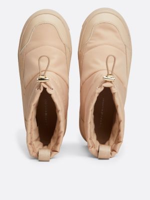 beige snowboot op enkelhoogte met trekkoord voor dames - tommy hilfiger