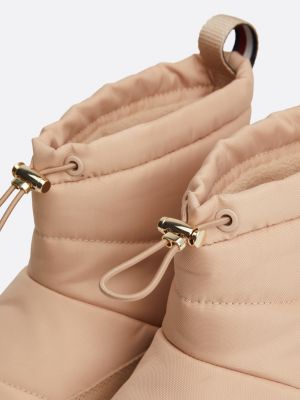 beige snowboot op enkelhoogte met trekkoord voor dames - tommy hilfiger
