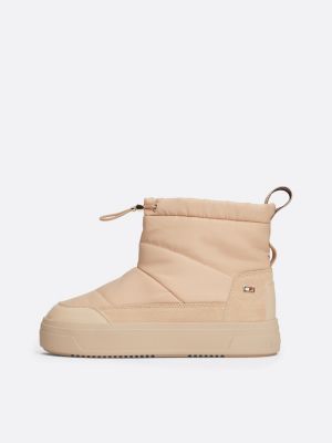 beige snowboot op enkelhoogte met trekkoord voor dames - tommy hilfiger