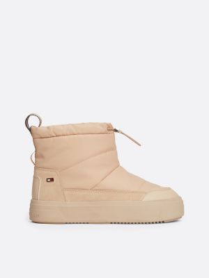 stivaletti da neve con tiralacci beige da donne tommy hilfiger