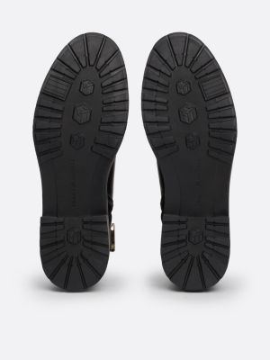 schwarz verschieden strukturierte leder-stiefelette für damen - tommy hilfiger