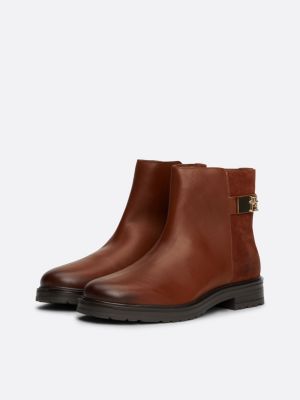 Mixed Texture Leather Ankle Boots | Brown | Tommy Hilfiger