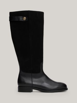 Bottes hautes en cuir multitextures Noir Tommy Hilfiger