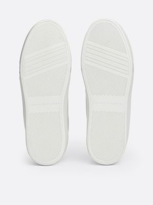 white signature tape leather flatform trainers for women tommy hilfiger