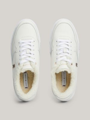 sneakers in pelle con suola alta bianco da donne tommy hilfiger