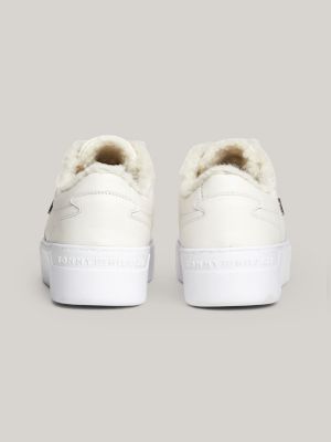 sneakers in pelle con suola alta bianco da donne tommy hilfiger