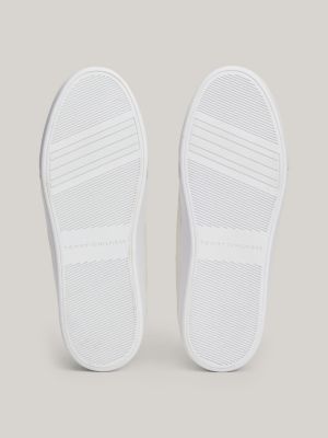 sneakers in pelle con suola alta beige da donne tommy hilfiger
