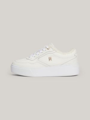 sneakers in pelle con suola alta bianco da donne tommy hilfiger