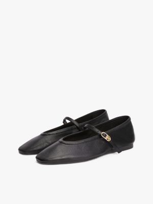 black leather mary jane ballerinas for women tommy hilfiger