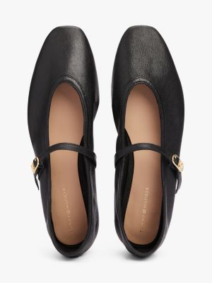 black leather mary jane ballerinas for women tommy hilfiger