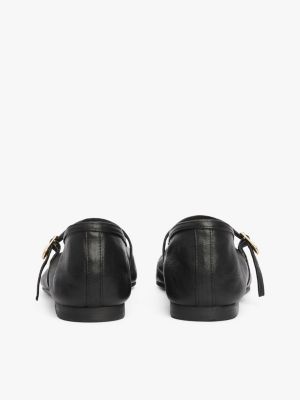 black leather mary jane ballerinas for women tommy hilfiger