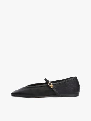 black leather mary jane ballerinas for women tommy hilfiger