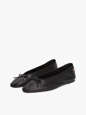 ballerine in pelle con monogramma th nero da donne tommy hilfiger