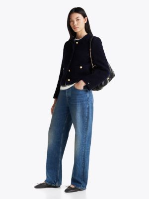 ballerine in pelle con monogramma th nero da donne tommy hilfiger