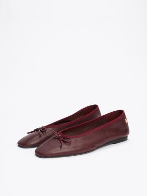 red leather th monogram ballerinas for women tommy hilfiger