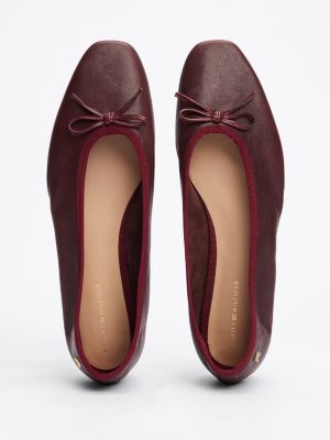 rood leren ballerina met th-monogram voor dames - tommy hilfiger