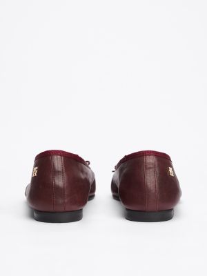 red leather th monogram ballerinas for women tommy hilfiger