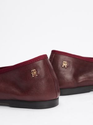 rood leren ballerina met th-monogram voor dames - tommy hilfiger