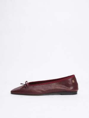 red leather th monogram ballerinas for women tommy hilfiger