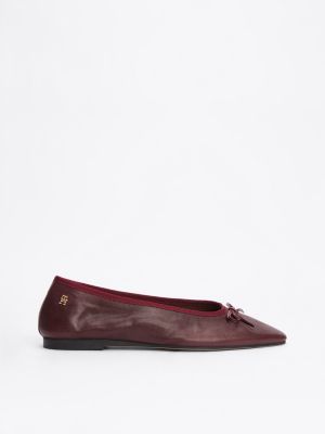 red leather th monogram ballerinas for women tommy hilfiger