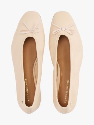 pink leather th monogram ballerinas for women tommy hilfiger