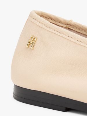 ballerines en cuir à monogramme th rose pour femmes tommy hilfiger