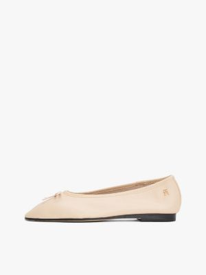 pink leather th monogram ballerinas for women tommy hilfiger