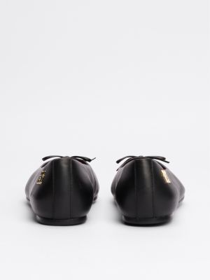 black th monogram leather bow ballerinas for women tommy hilfiger