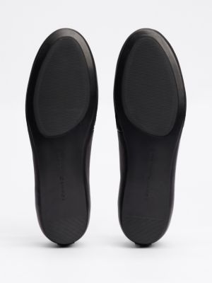 ballerines en cuir à nœud et monogramme th noir pour femmes tommy hilfiger