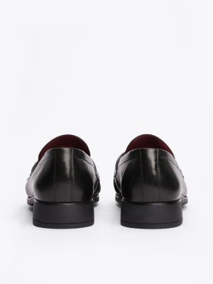 black th monogram leather pleated loafers for women tommy hilfiger