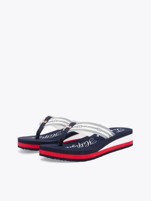 sandali infradito signature con logo multicolore da donne tommy hilfiger