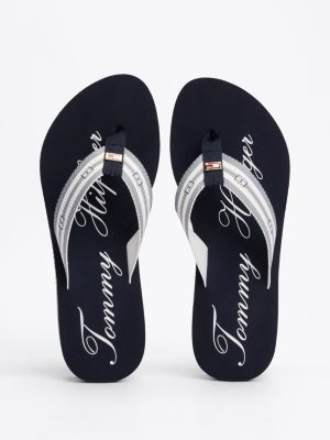 multi signature logo flip-flops for women tommy hilfiger