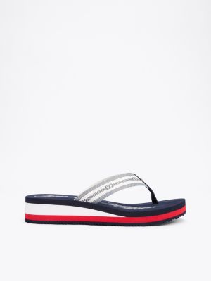 multi signature logo flip-flops for women tommy hilfiger